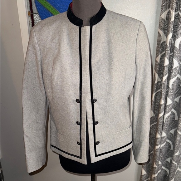 Althof Modell Vintage Military Style Wool Jacket With Velvet Trim - Picture 1 of 13